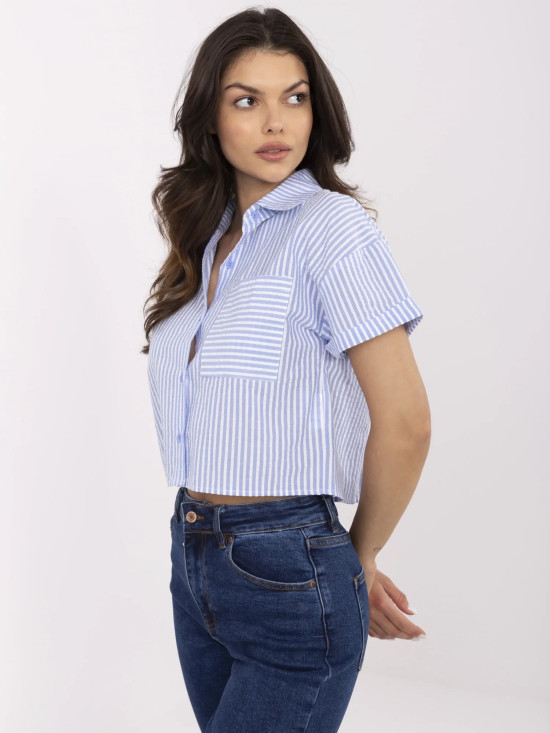 White Striped Shirt with Short Sleeves