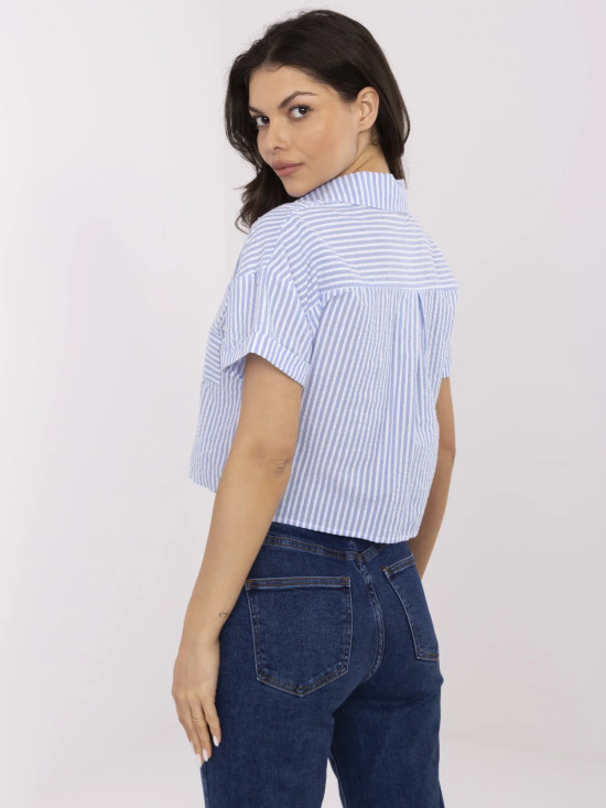 White Striped Shirt with Short Sleeves