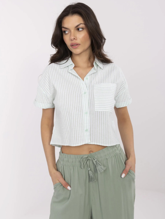 Striped Short Sleeve Blouse