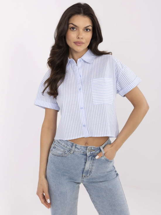 Elegant Blue Short Sleeve Shirt