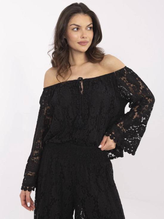 Elegant Black Blouse with Lace