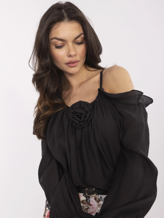 Elegant Black Blouse with Ruffles
