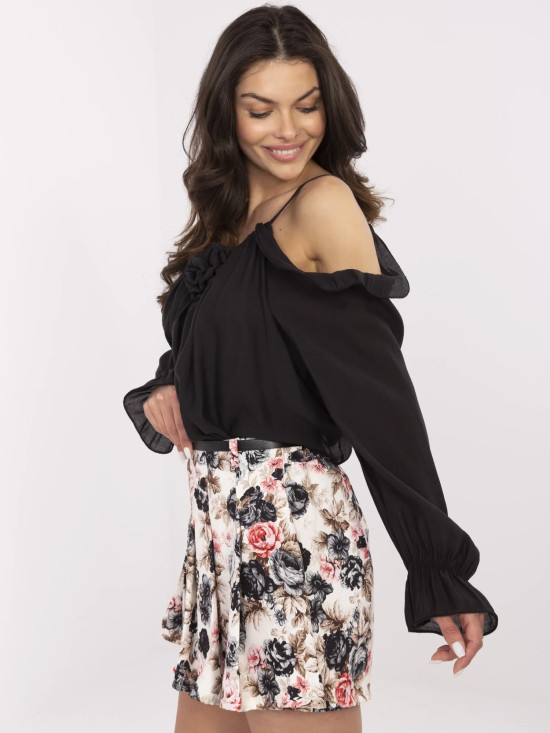 Elegant Black Blouse with Ruffles