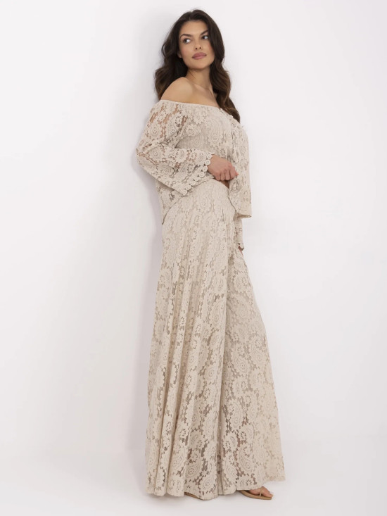 Elegant Beige Pants with Lace