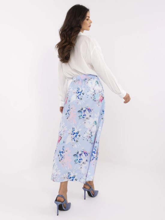 Floral Midi Skirt in Light Blue