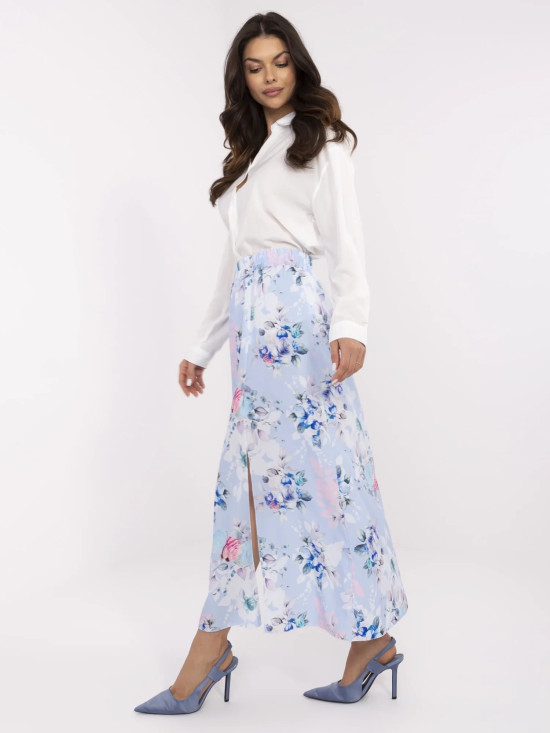 Floral Midi Skirt in Light Blue
