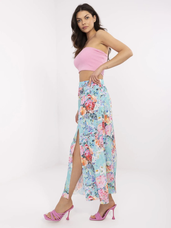Floral Midi Skirt in Mint Color