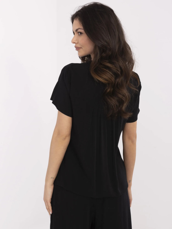 Elegant Black Blouse with V-Neck