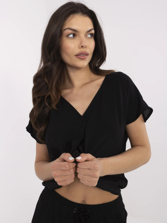 Elegant Black Blouse with V-Neck