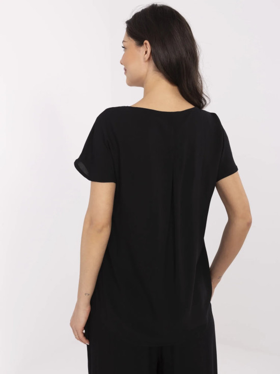 Elegant Black Blouse with V-Neck