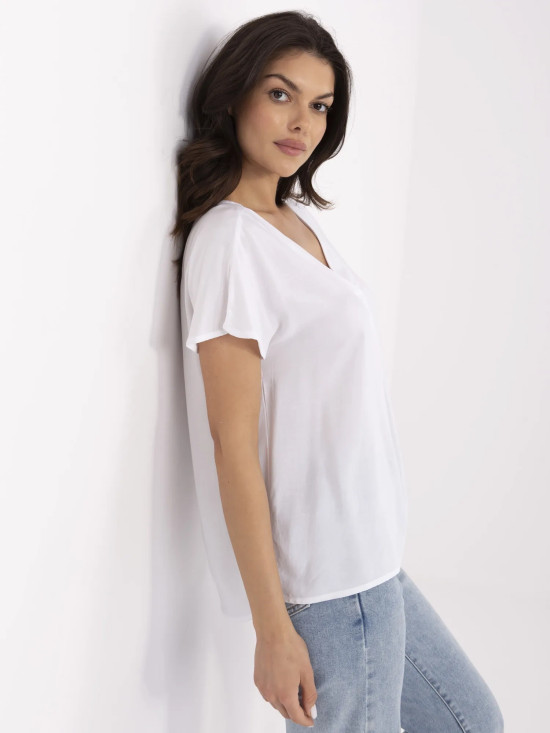 White V-Neck Blouse
