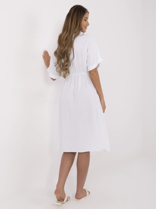 White Flared Dress with Short Sleeves