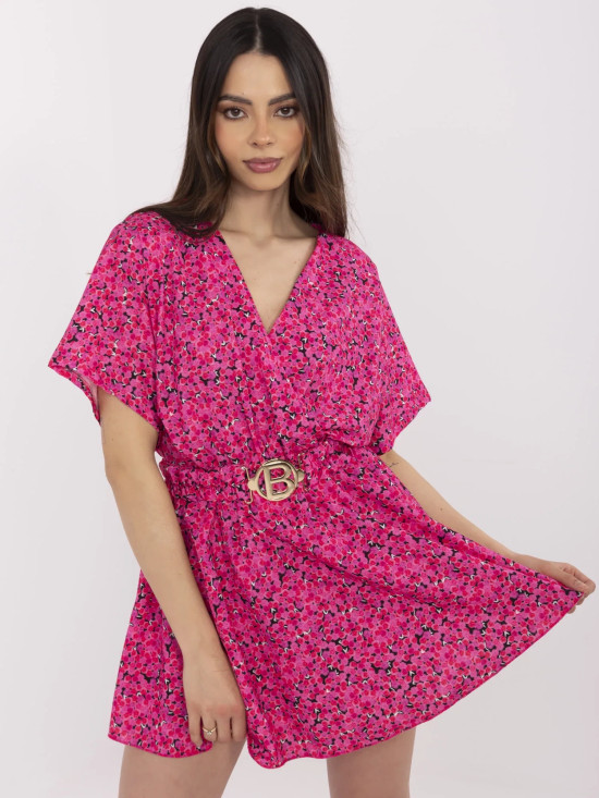 Floral Pattern Jumpsuit in Dark Pink