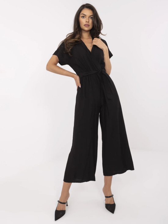 Elegant Black Jumpsuit with Short Sleeves
