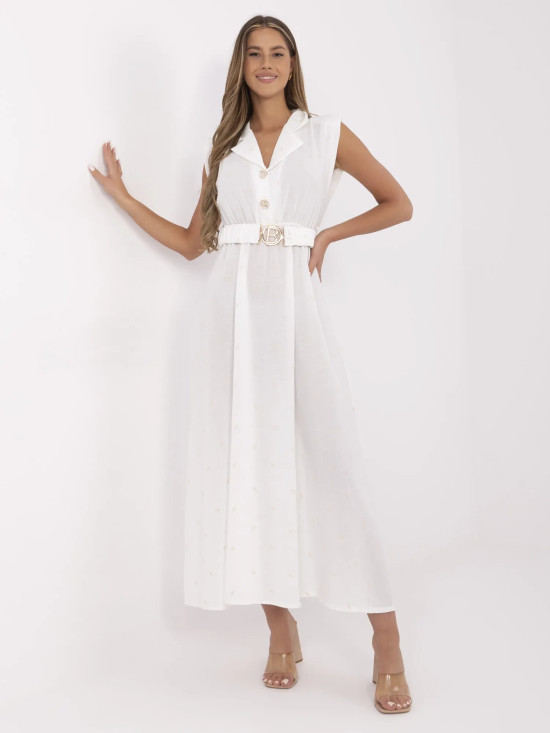 White Flared Dress with Embroidery