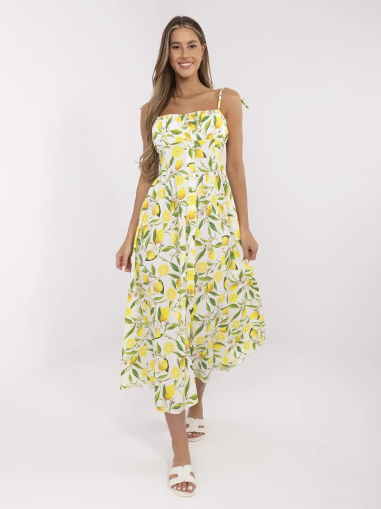 Maxi Dress with Flared Cut in Ecru