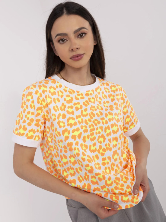 Stylish Orange Short Sleeve Blouse