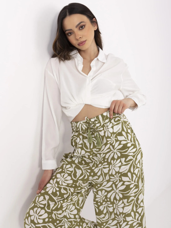 Eco-Friendly Wide Leg Pants in Olive Green