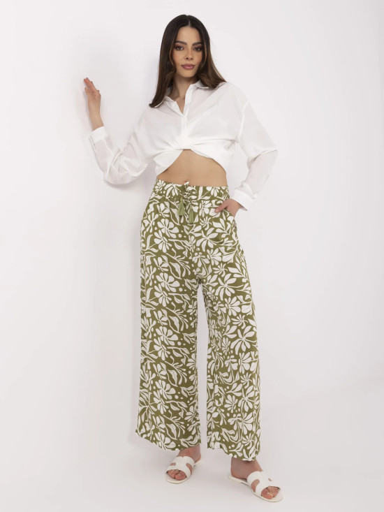 Eco-Friendly Wide Leg Pants in Olive Green