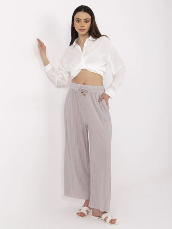 Beige Wide Leg Trousers