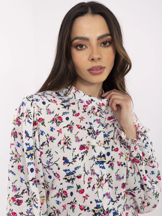 Elegant White Blouse with Floral Pattern