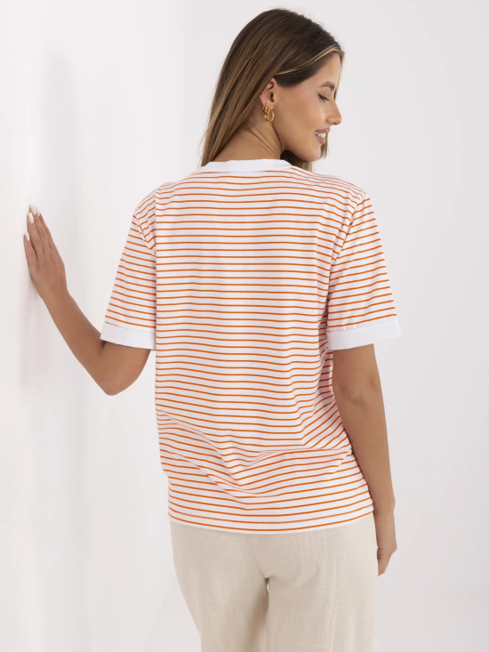 Comfortable Orange Blouse with V-Neck