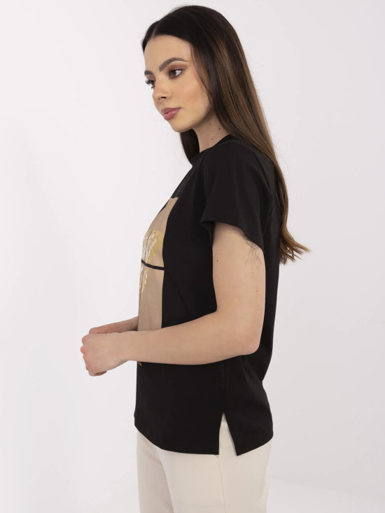 Stylish Black T-Shirt with Application