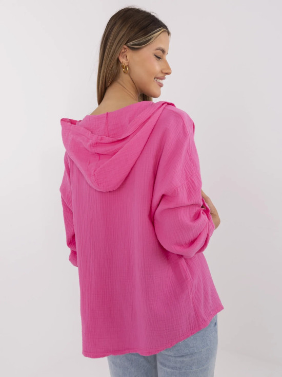Women's Hooded Shirt in Dark Pink