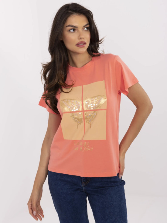 Stylish Orange T-Shirt with Application