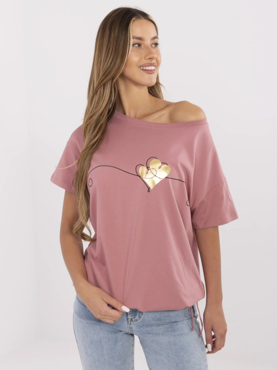 Stylish Short Sleeve T-Shirt in Dark Pink