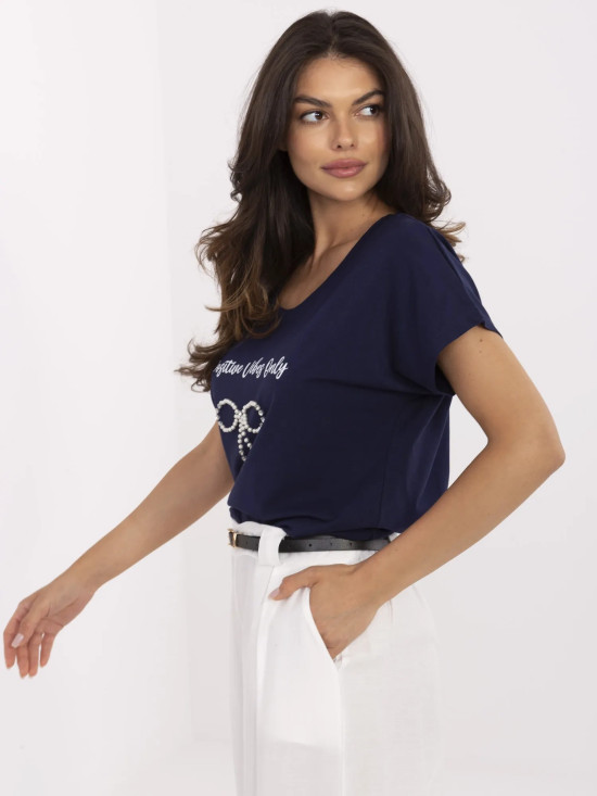 Stylish Blue T-Shirt with Application