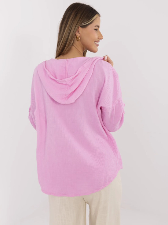 Pink Hooded Blouse