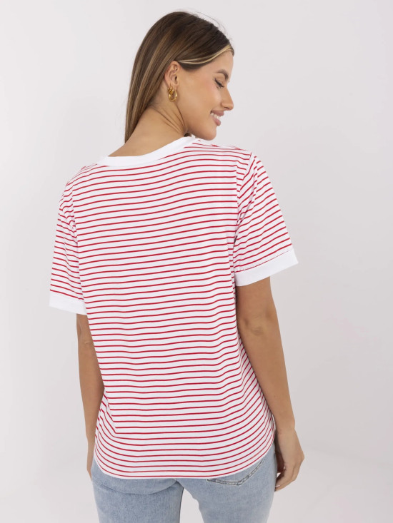 Stylish Red Blouse with V-Neck