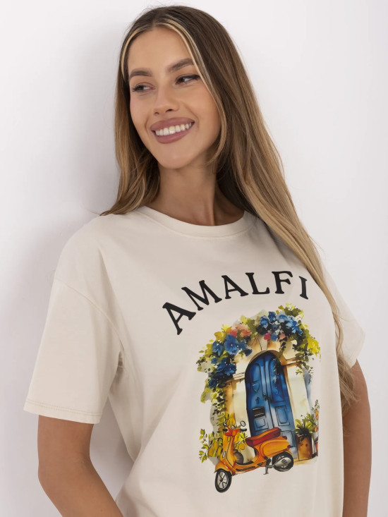 Beige Printed T-Shirt