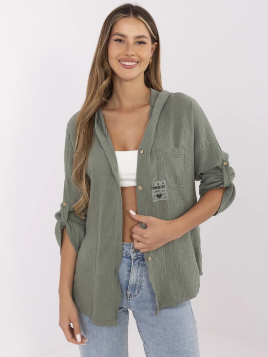 Stylish Khaki Shirt with Hood