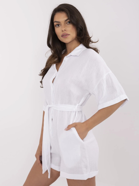 White Short Sleeve Jumpsuit