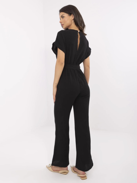 Elegant black jumpsuit with short sleeves