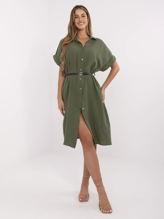 Simple Khaki Dress with Collar