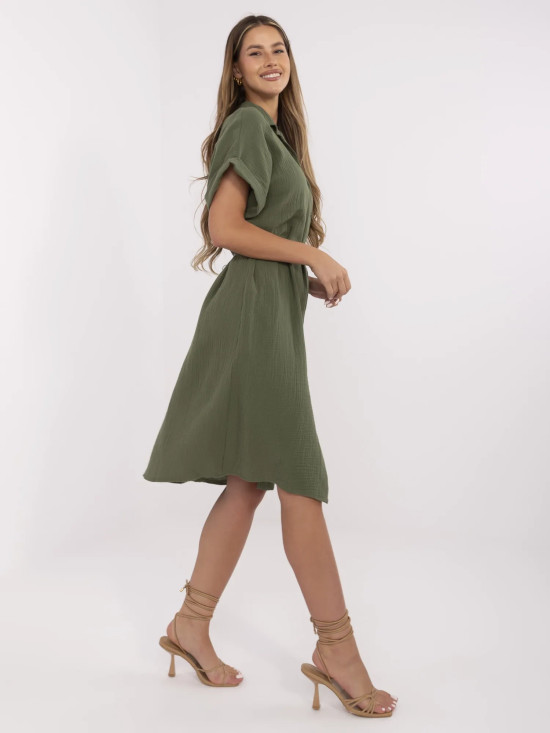 Simple Khaki Dress with Collar