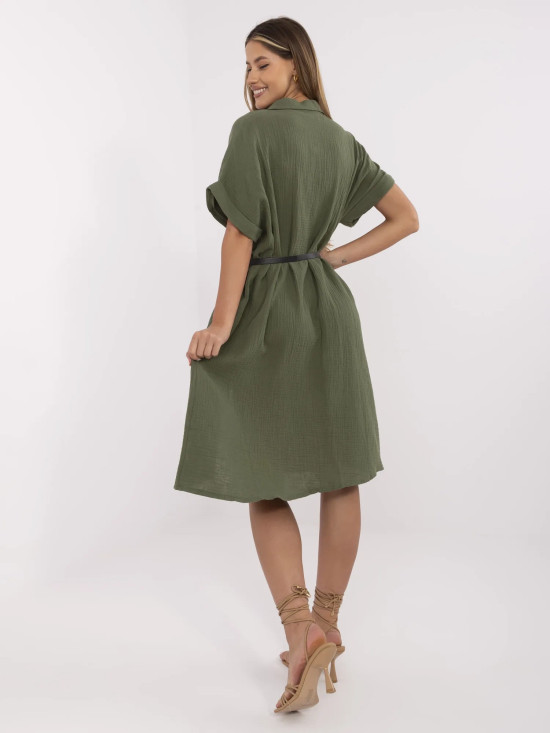 Simple Khaki Dress with Collar