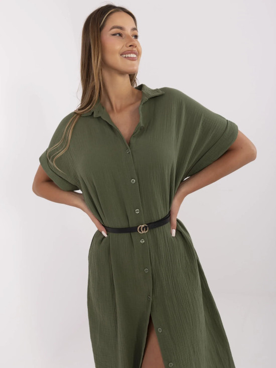 Simple Khaki Dress with Collar