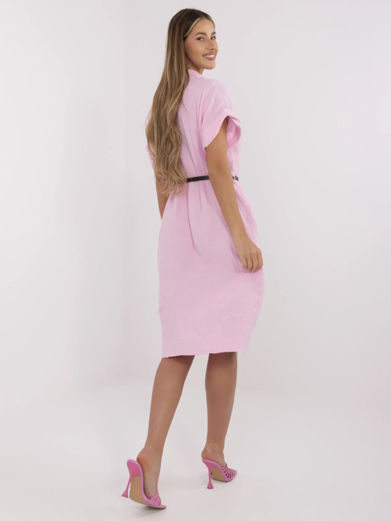 Simple Pink Dress with Collar