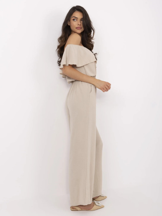 Beige Ruffled Jumpsuit