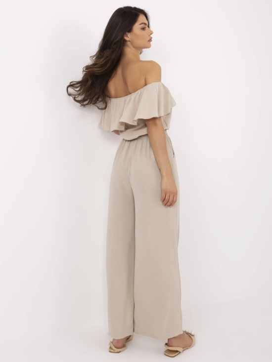 Beige Ruffled Jumpsuit