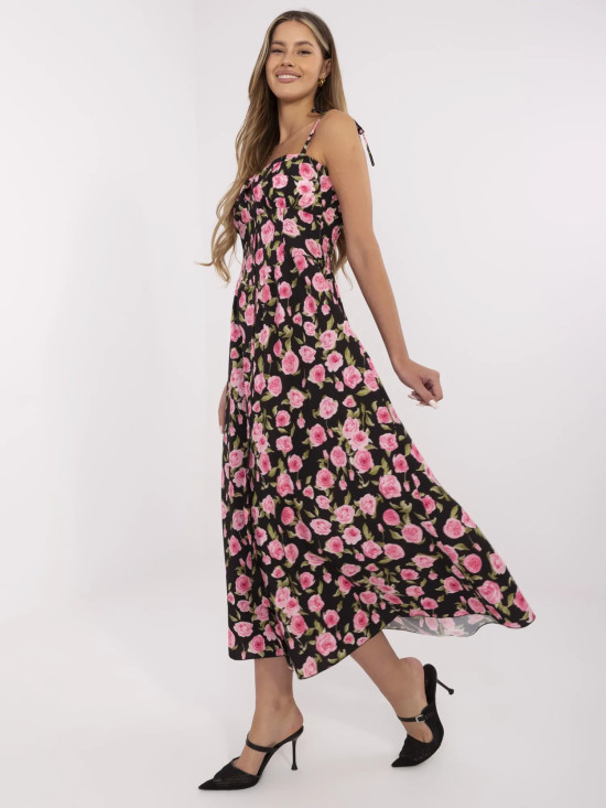 Floral Midi Dress with Straps