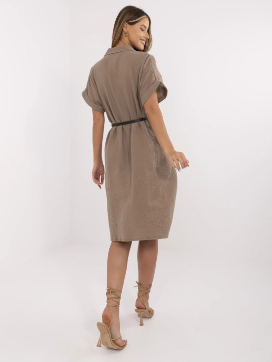 Elegant Brown Dress with Short Sleeves