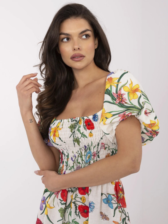 Floral Midi Dress with Short Sleeves
