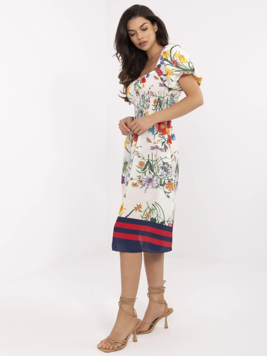 Floral Midi Dress with Short Sleeves