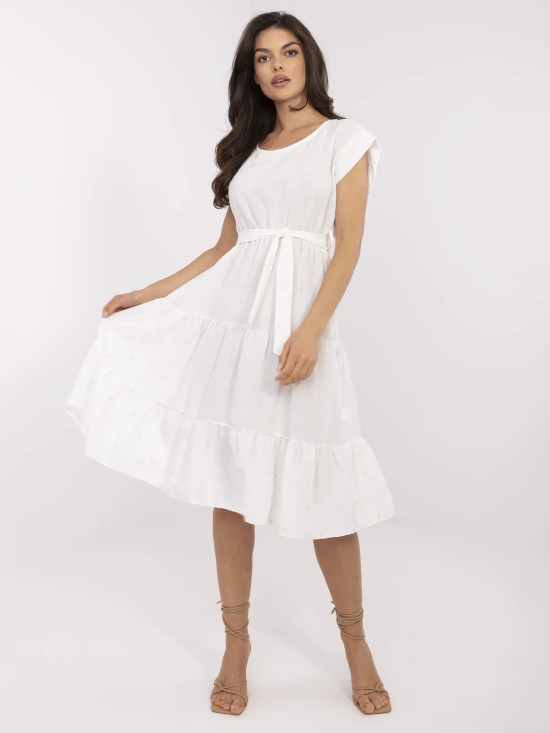 Flared Summer Dress in Ecru