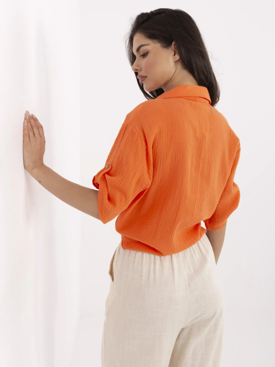 Stylish Orange Blouse with 3/4 Sleeves